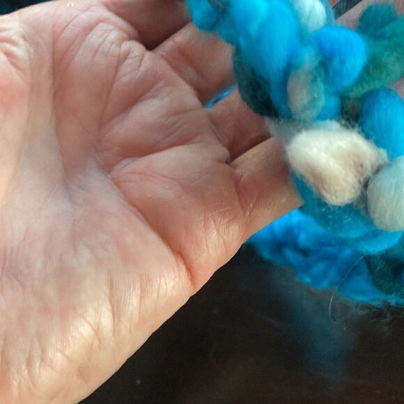 HAND CRAFTED New luxury Malabrigio Rasta wool yarn headband aqua cream brown - Picture 2 of 6